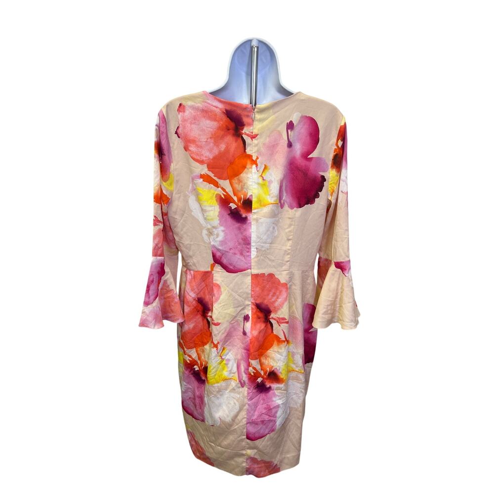 🌸 The Limited Womens 12+ Cream Watercolor Floral Shift Dress Bell Sleeve Party - Picture 3 of 4